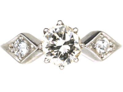 Art Deco 18ct White Gold Three Stone Diamond Ring