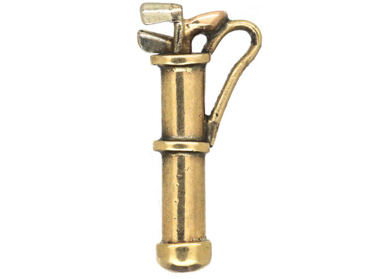 Edwardian 15ct Gold Golf Clubs in Bag Charm
