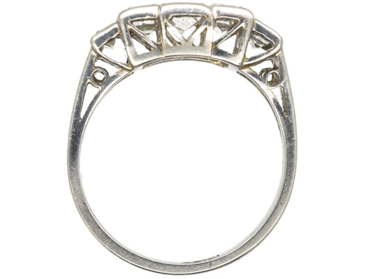 Art Deco Platinum & Five Stone Baguette Diamond Ring
