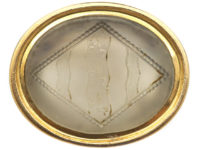 Georgian 15ct Gold & Chalcedony Seal with an Intaglio of a Crest
