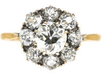 Edwardian 18ct Gold & Diamond Cluster Ring