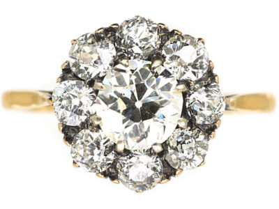 Edwardian 18ct Gold & Diamond Cluster Ring