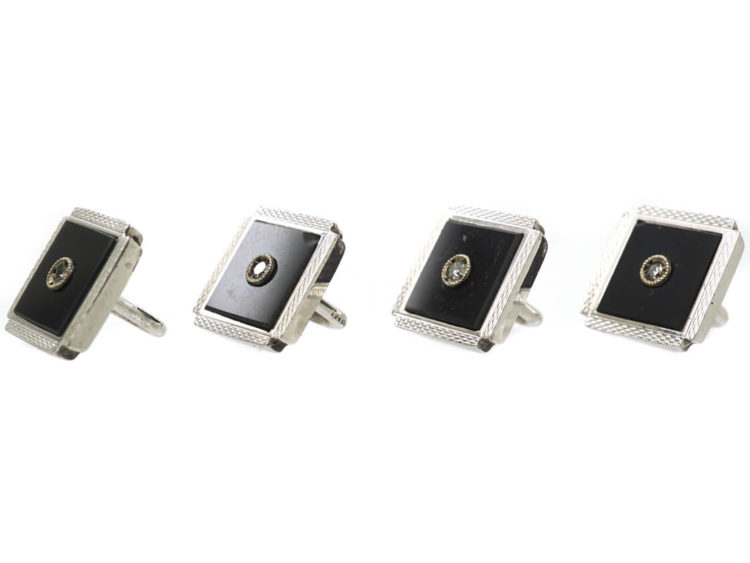 9ct White Gold & Diamond Dress Set in Original Case