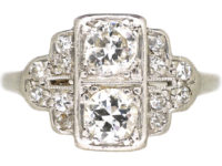 Art Deco Platinum & Diamond Geometric Ring