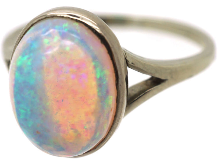 Art Deco Platinum & Opal Ring