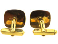 French 18ct Gold & Lapis Lazuli Cufflinks with Intaglio of a Marquis Crest