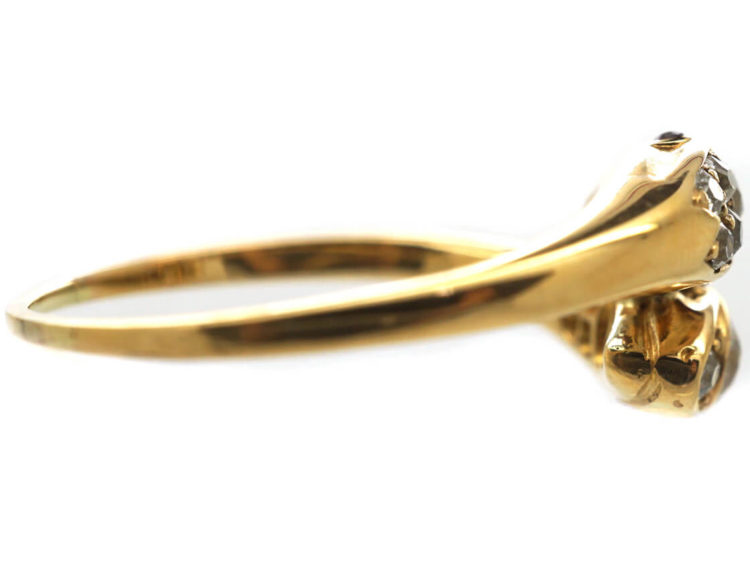 Edwardian 18ct Gold & Diamond Double Snake Ring
