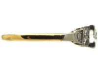 Art Deco 18ct White Gold & Platinum Diamond Solitaire Ring with Step Cut Shoulders set with Diamonds
