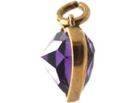 Edwardian 9ct Gold Amethyst Heart Shaped Pendant