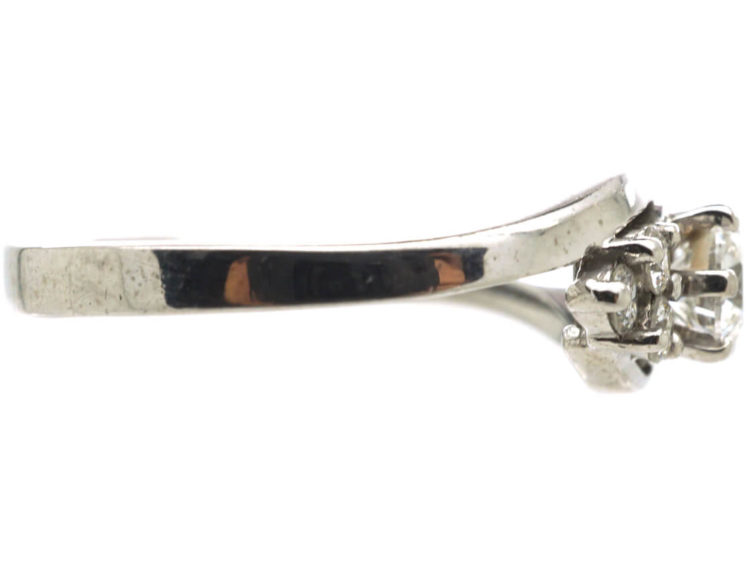 Diamond Single Stone Diamond Ring with Diamonds on Either Side