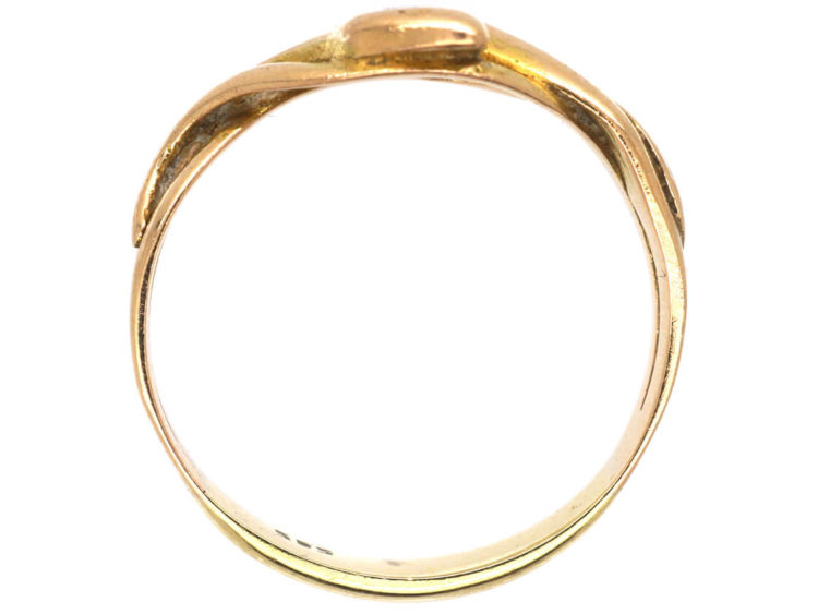Edwardian 14ct Gold Double Snake Ring set with a Ruby & Diamond