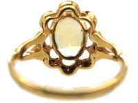 Edwardian 18ct Gold, Topaz & Diamond Cluster Ring