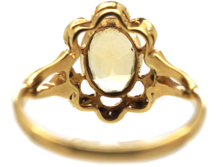 Edwardian 18ct Gold, Topaz & Diamond Cluster Ring
