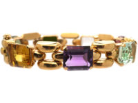 Retro 18ct Gold Multi Gem Bracelet