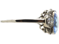 Art Deco Platinum, Ceylon Sapphire & Diamond Ring