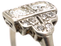 Art Deco Platinum & Diamond Geometric Ring
