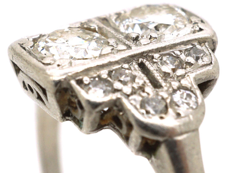 Art Deco Platinum & Diamond Geometric Ring