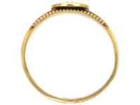 Victorian 18ct Gold Mourning Ring with Natural Split Pearl Cross