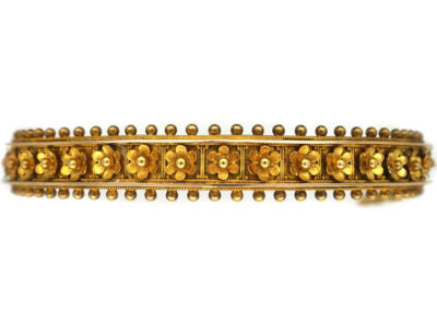 Victorian 15ct Gold Bangle with Flower Motifs