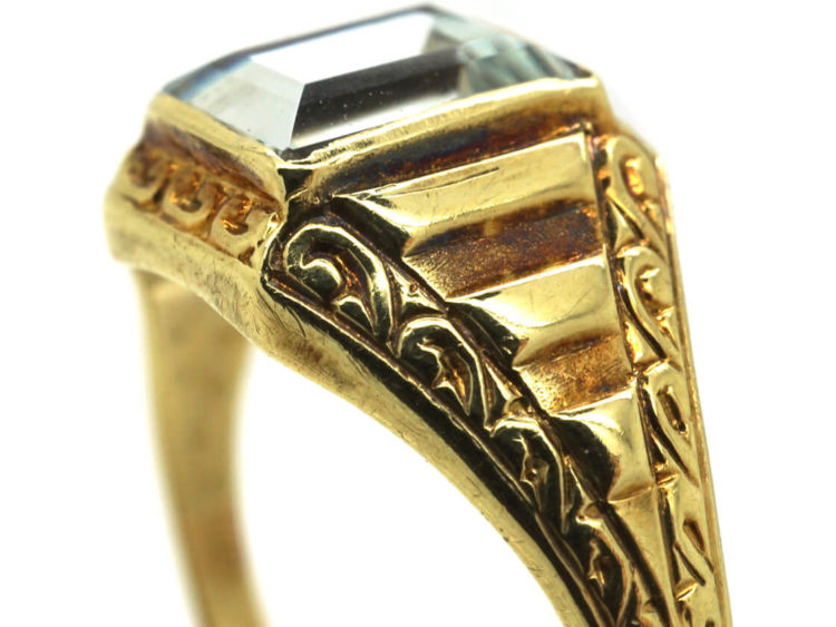 Art Deco 14ct Gold & Aquamarine Ring