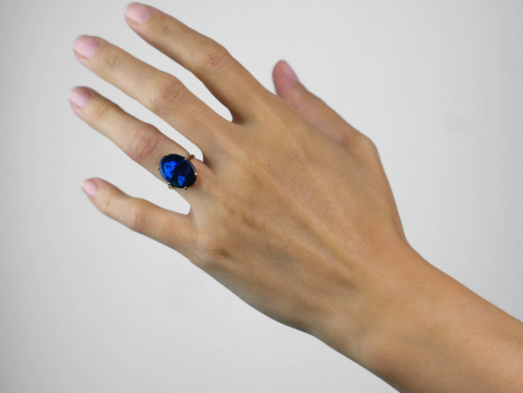 Art Deco 18ct Gold & Large Black Opal Ring