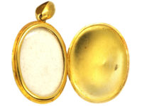 Victorian 18ct Gold & Turquoise Horseshoe Oval Locket by Edwin William Streeter