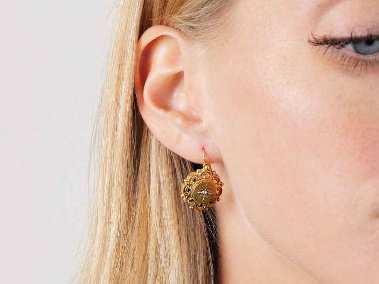 Victorian 15ct Gold Round Earrings set with Natural Split Pearls