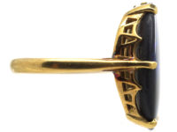 Art Deco 18ct Gold & Large Black Opal Ring