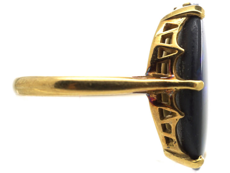 Art Deco 18ct Gold & Large Black Opal Ring