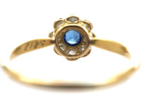 Edwardian 18ct Gold & Platinum Sapphire & Diamond Cluster Ring