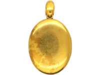 Victorian 18ct Gold & Turquoise Horseshoe Oval Locket by Edwin William Streeter