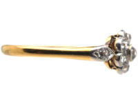 Edwardian 18ct Gold & Platinum Diamond Cluster Ring with Diamond Set Shoulders