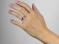 Edwardian Sapphire & Diamond Cluster Ring with Diamond Set Shoulders