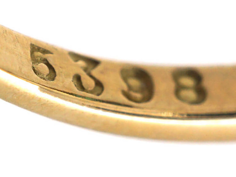 Art Deco 18ct Gold & Platinum Emerald & Diamond Rectangular Ring