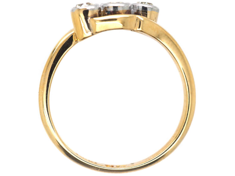 Edwardian 18ct Gold & Platinum Three Stone Diamond Twist Ring