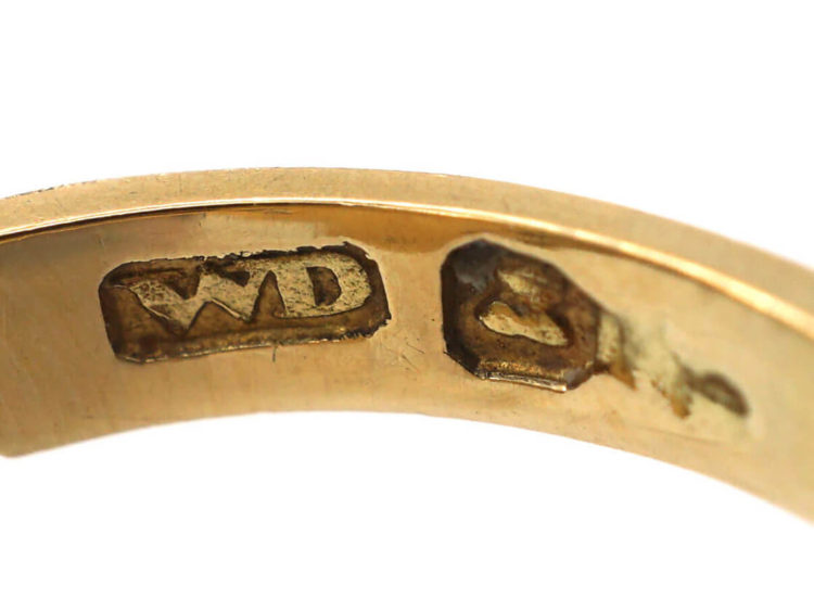 Georgian 18ct Gold, Diamond, Natural Split Pearl & Vauxhall Glass Ring