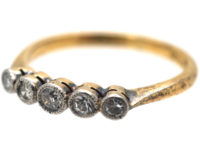 Edwardian 18ct Gold & Platinum Five Stone Diamond Ring