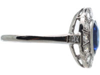 Art Deco Platinum, Sapphire & Diamond Oval Cluster Ring