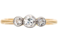 Edwardian 18ct Gold & Platinum Three Stone Diamond Ring
