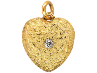 Edwardian 15ct Gold & Diamond Heart Shaped Locket