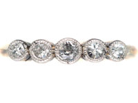 Edwardian 18ct Gold & Platinum Five Stone Diamond Ring