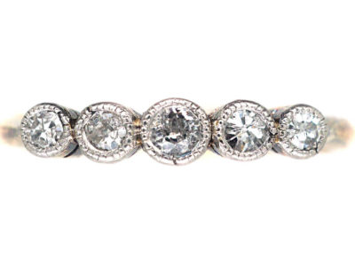 Edwardian 18ct Gold & Platinum Five Stone Diamond Ring