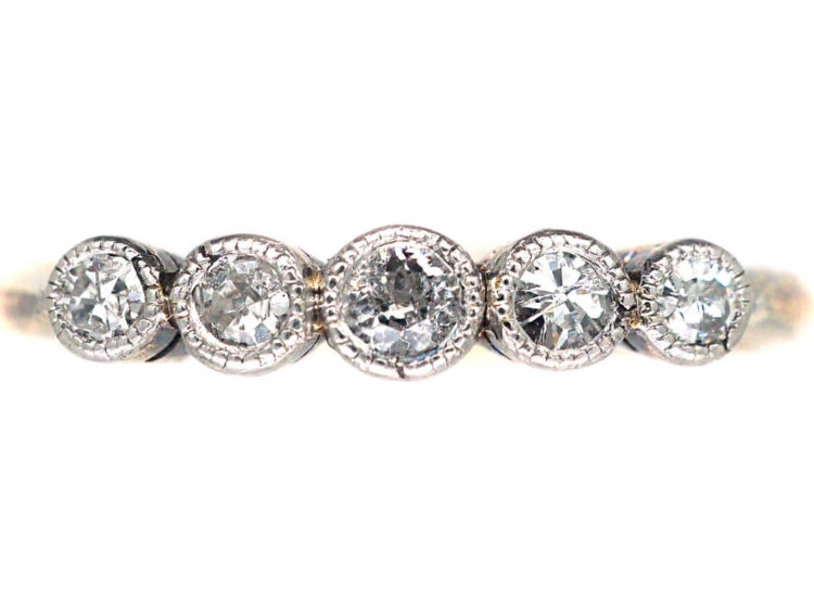 Edwardian 18ct Gold & Platinum Five Stone Diamond Ring