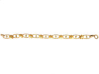 Edwardian 18ct Gold, Diamond & Natural Split Pearl Bracelet