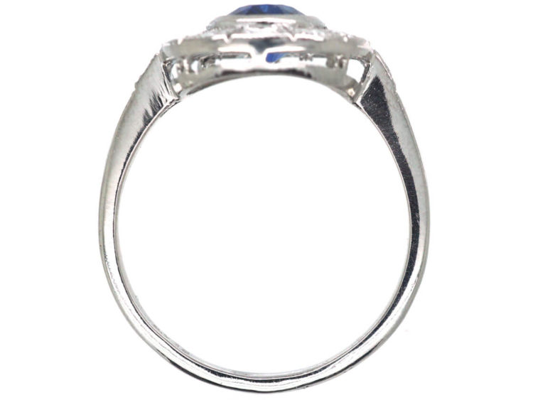 Art Deco Platinum, Sapphire & Diamond Oval Cluster Ring