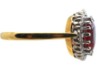 18ct Gold Fire Opal & Diamond Oval Cluster Ring