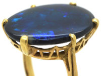 Art Deco 18ct Gold & Large Black Opal Ring