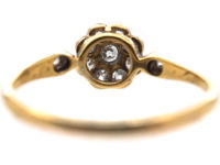 Edwardian 18ct Gold & Platinum Diamond Cluster Ring with Diamond Set Shoulders