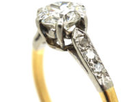 Art Deco Diamond Solitaire Ring with Diamond Shoulders