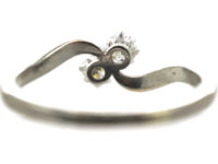 Edwardian 18ct White Gold & Platinum Two Diamond Twist Ring
